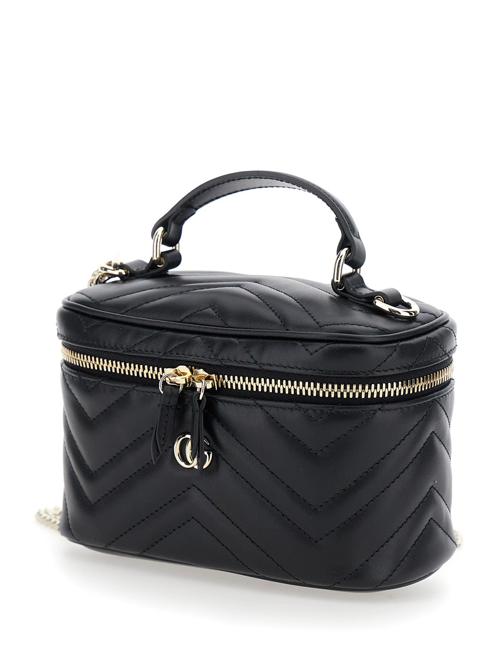 Gucci Women Handbag 'Gucci' With Chain Strap And Gg Plaque On Front In Black Leather For Women GUCCI