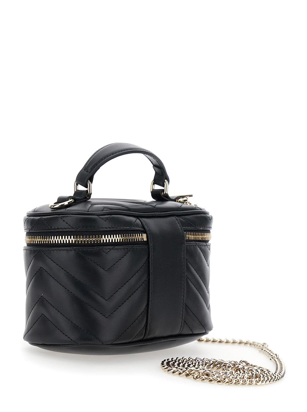 Gucci Women Handbag 'Gucci' With Chain Strap And Gg Plaque On Front In Black Leather For Women GUCCI