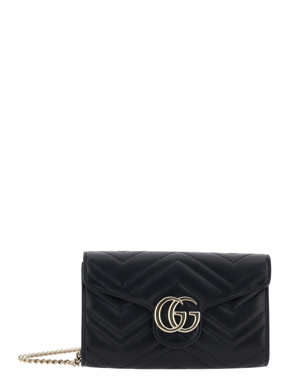 Gucci Women Mini 'Gg Marmont' Bag With Gg Plate On The Front And Chain Strap In Black Leather For Women GUCCI