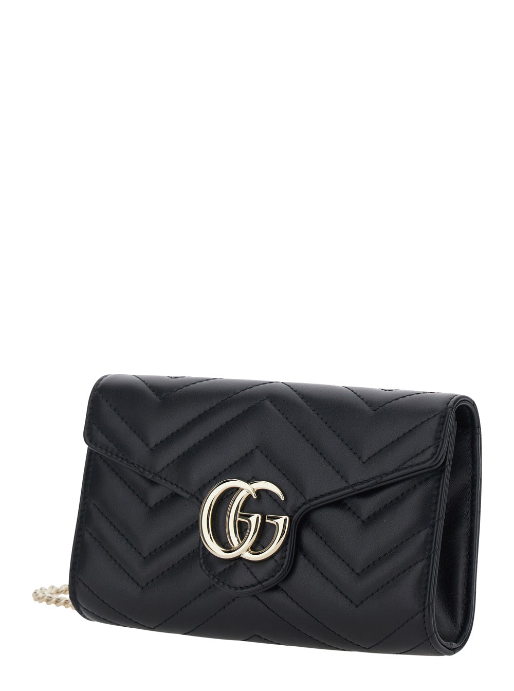 Gucci Women Mini 'Gg Marmont' Bag With Gg Plate On The Front And Chain Strap In Black Leather For Women GUCCI