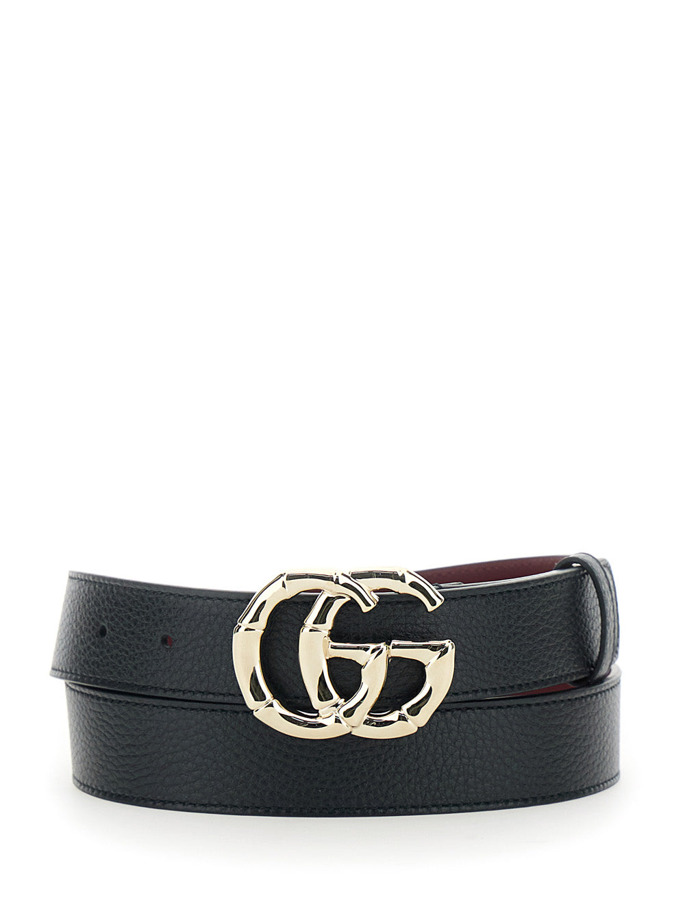 Gucci Women Belt With Gg Buckle In Black Grained Leather For Women GUCCI