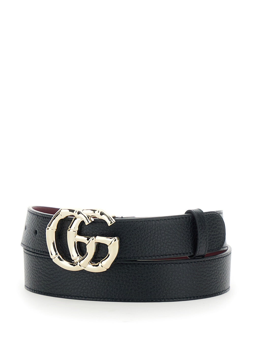 Gucci Women Belt With Gg Buckle In Black Grained Leather For Women GUCCI