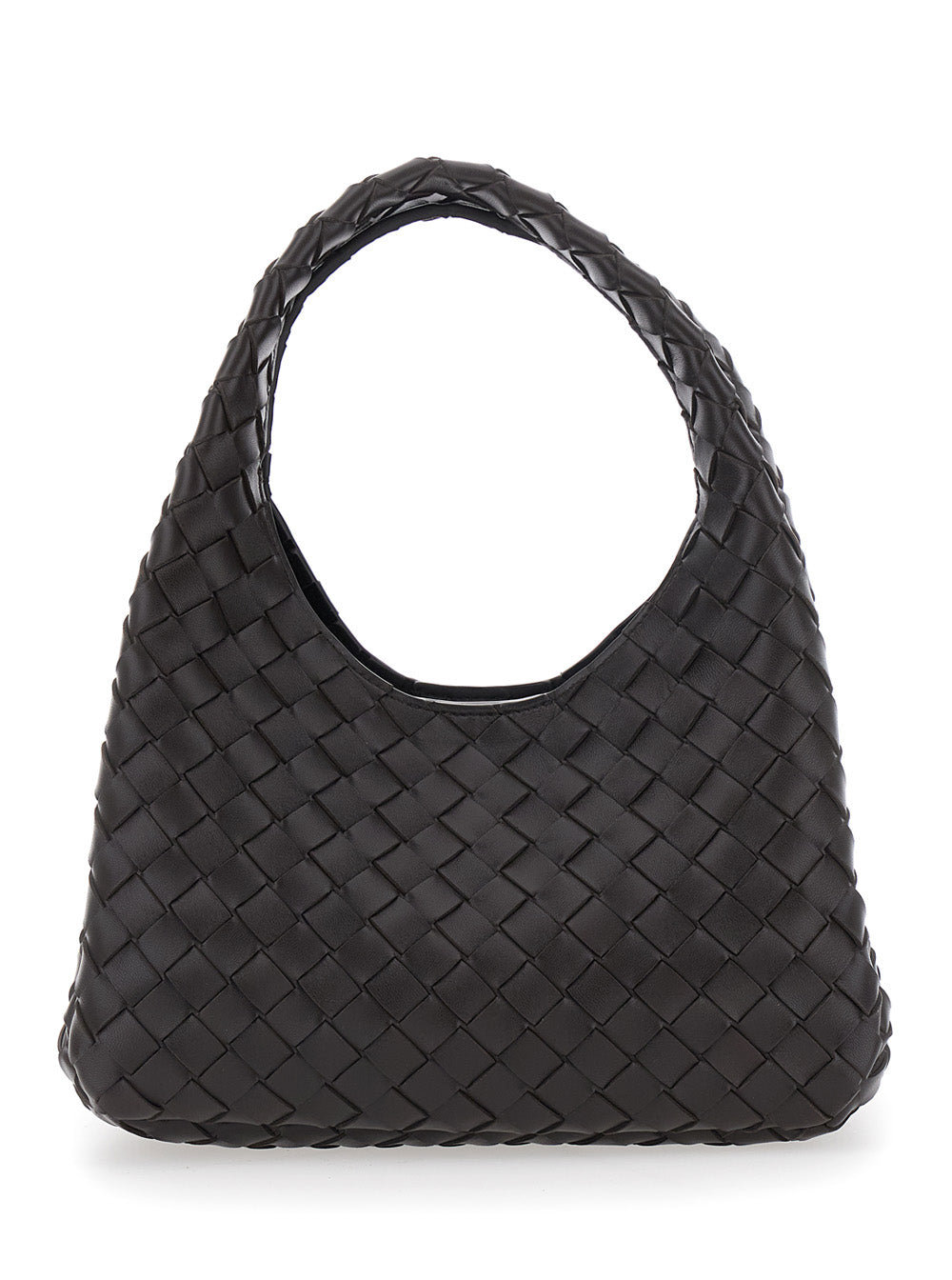 Bottega Veneta Women 'Campana' Brown Shoulder Bag Small With Two Top Handles And Intreccio Motif In Leather For Women BOTTEGA VENETA