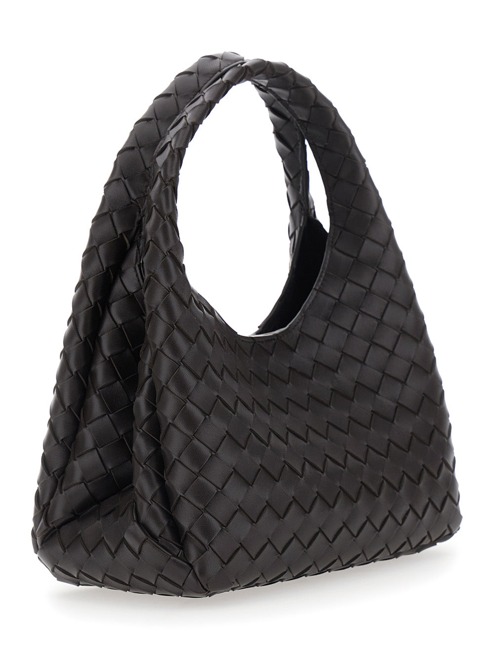 Bottega Veneta Women 'Campana' Brown Shoulder Bag Small With Two Top Handles And Intreccio Motif In Leather For Women BOTTEGA VENETA