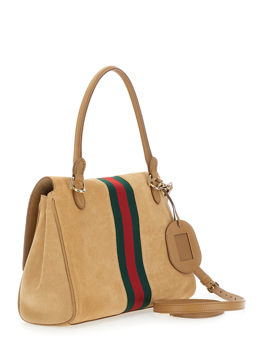 Gucci Women Horsebit Web Medium Top Handle T Web Suede Tropez/ GUCCI