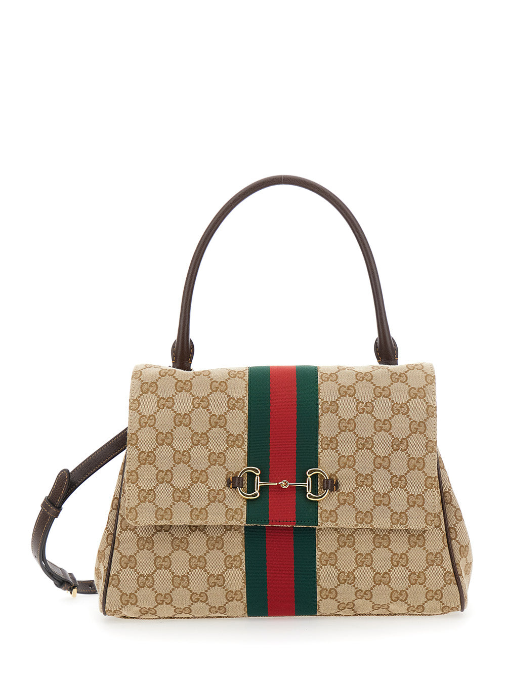 Gucci Women Horsebit Web Medium Top Handle Web Orig.Gg Raw/J GUCCI