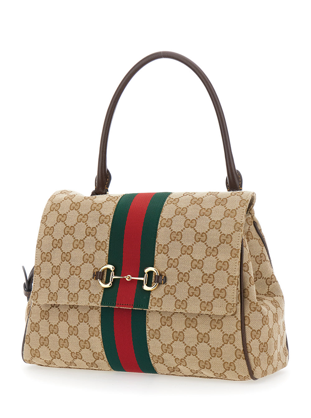 Gucci Women Horsebit Web Medium Top Handle Web Orig.Gg Raw/J GUCCI