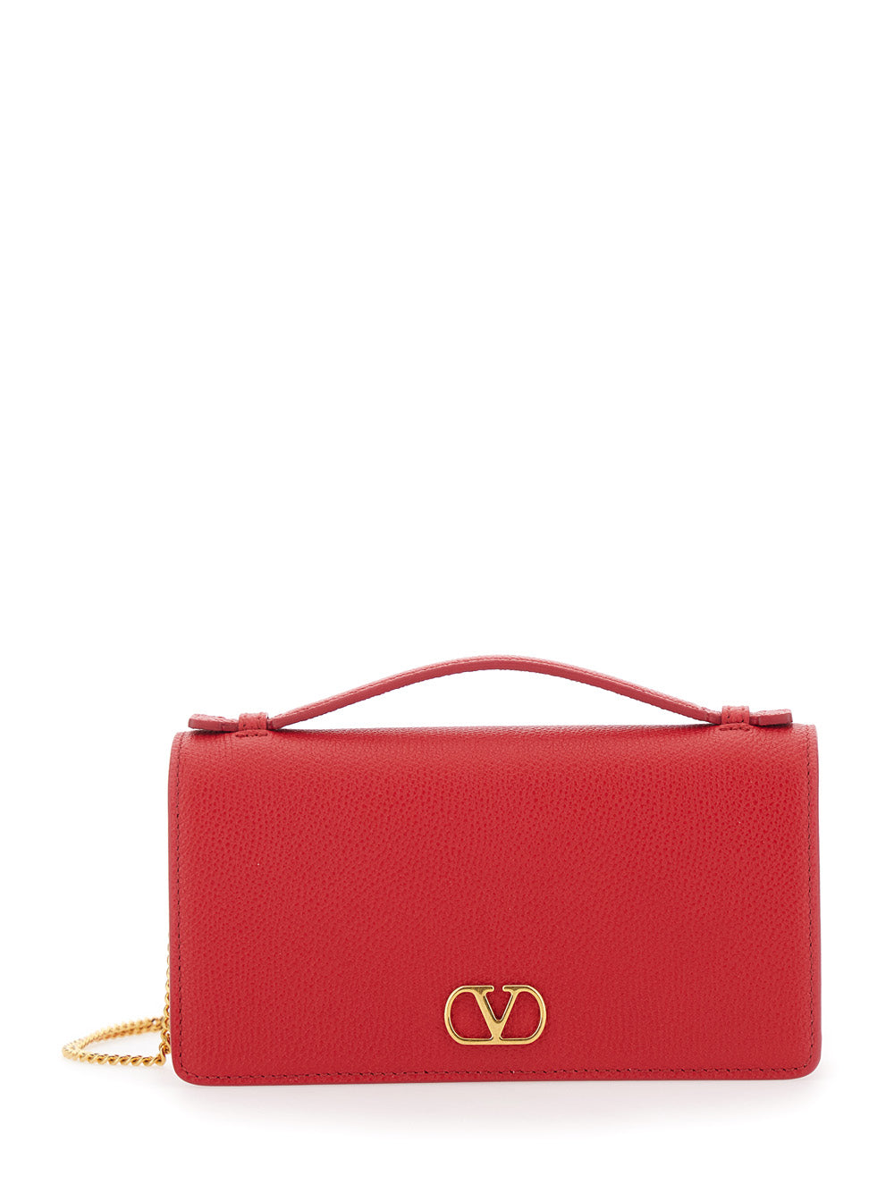 Valentino Garavani Women Wallet W/Strap | Vlogo Signature | Vit. Soft Grain/A.Brass Logo VALENTINO GARAVANI