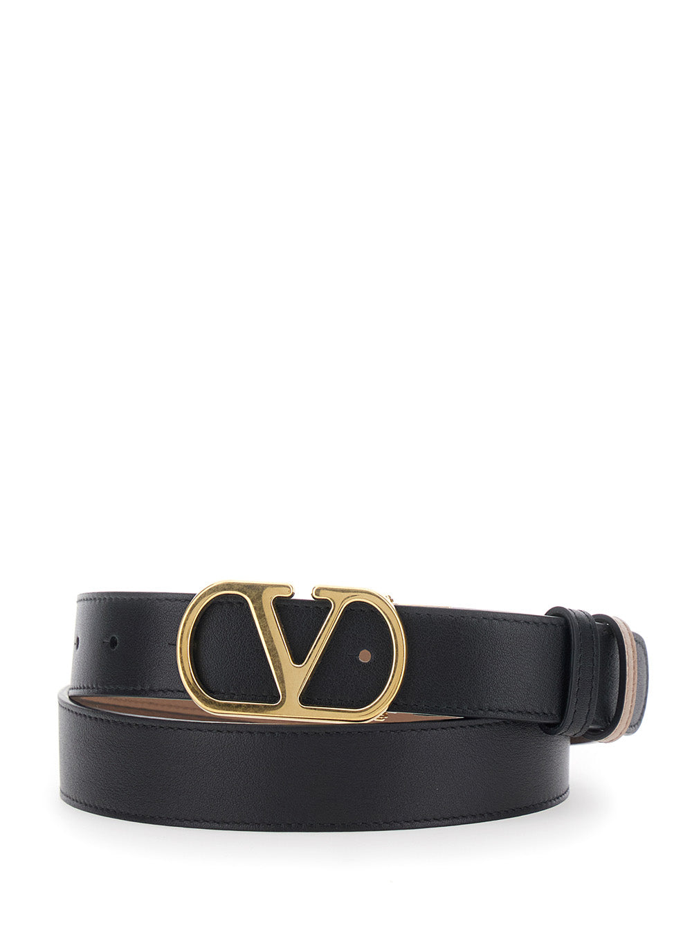 Valentino Garavani Women Belt H. 30 Reversibile | Vlogo Signature | Box Calf S./A.Light Gold Logo VALENTINO GARAVANI
