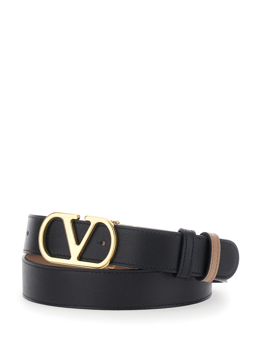 Valentino Garavani Women Belt H. 30 Reversibile | Vlogo Signature | Box Calf S./A.Light Gold Logo VALENTINO GARAVANI
