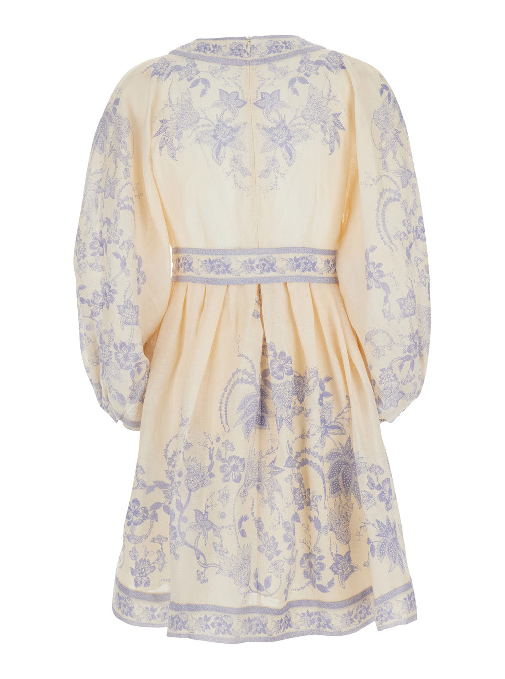 Zimmermann Women 'Indra' Multicolor Dress With V-Neck And All-Over Print In Linen For Women ZIMMERMANN