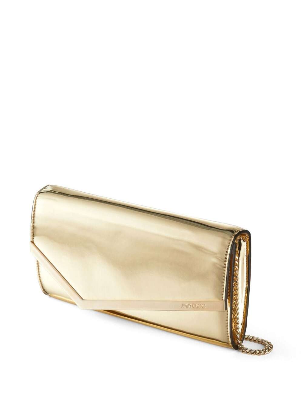 Jimmy Choo Women Clutch 'Emmie' In Envelope With Logo Lettering On The Front And Chain Strap In Blend Leather And Tech Fabric For Women JIMMY CHOO