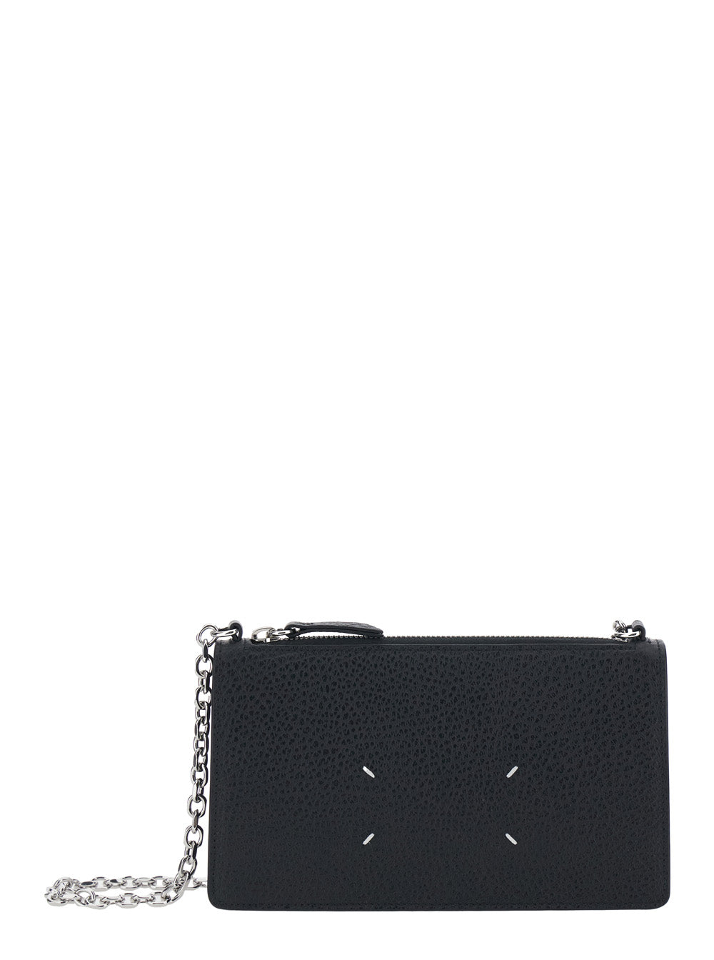 Maison Margiela Women Mini Bag With Chain And Logo Embroidery In Black Leather For Women MAISON MARGIELA