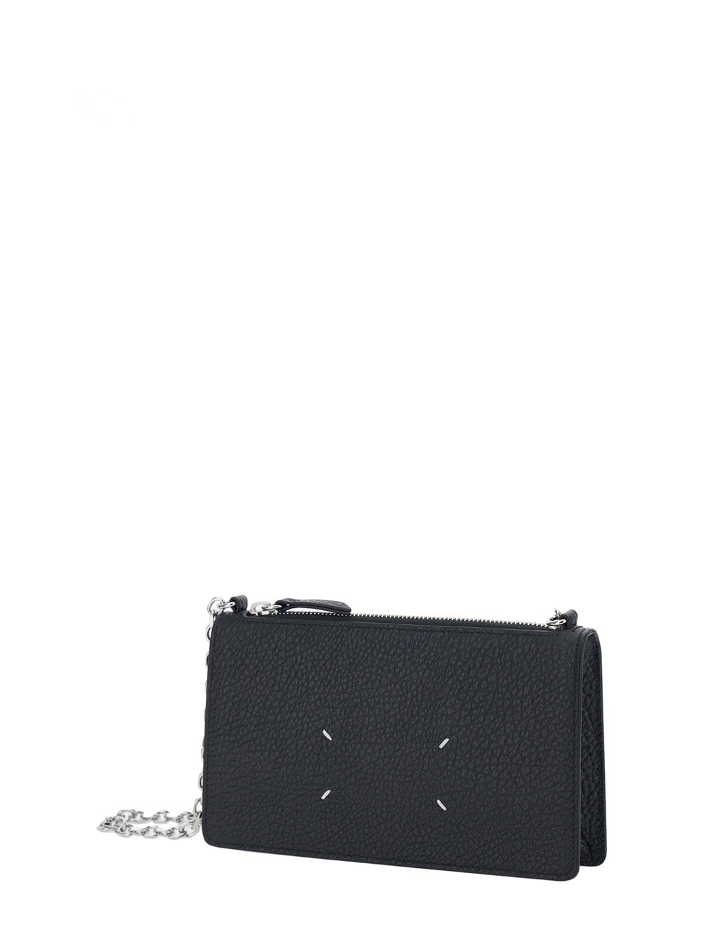 Maison Margiela Women Mini Bag With Chain And Logo Embroidery In Black Leather For Women MAISON MARGIELA