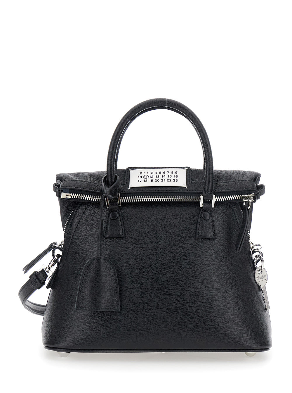 Maison Margiela Women Handbag With Applied Logo Patch And Keys On The Side In Black Leather For Women MAISON MARGIELA