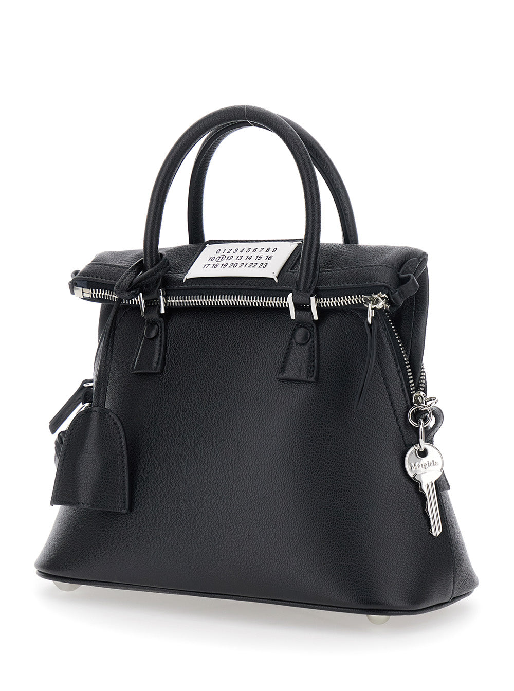 Maison Margiela Women Handbag With Applied Logo Patch And Keys On The Side In Black Leather For Women MAISON MARGIELA