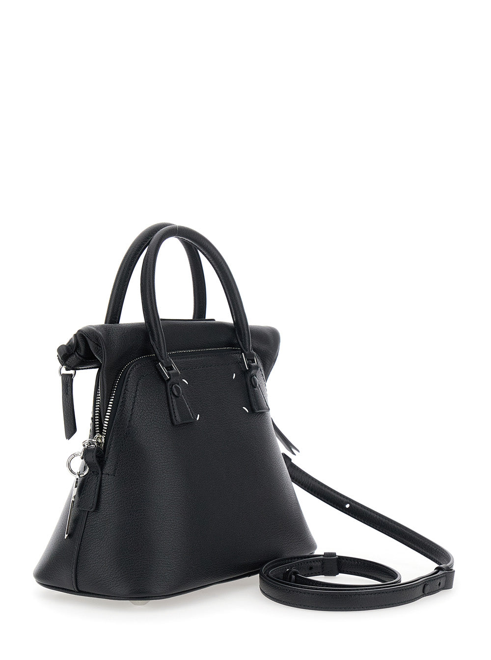 Maison Margiela Women Handbag With Applied Logo Patch And Keys On The Side In Black Leather For Women MAISON MARGIELA