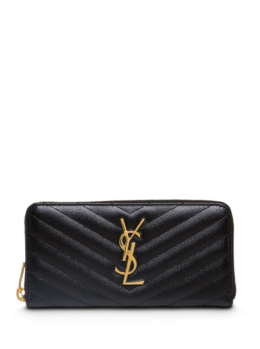 Saint Laurent Women Wallet 'Monogram' In Black Chevron Leather For Women SAINT LAURENT