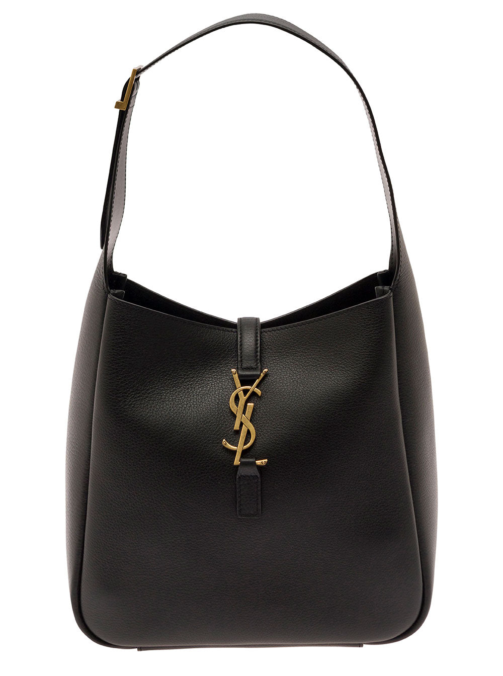 Saint Laurent Women Shoulder Bag 'Le 5 À 7' With Cassandre Plaque On The Front In Grained Black Leather For Women SAINT LAURENT