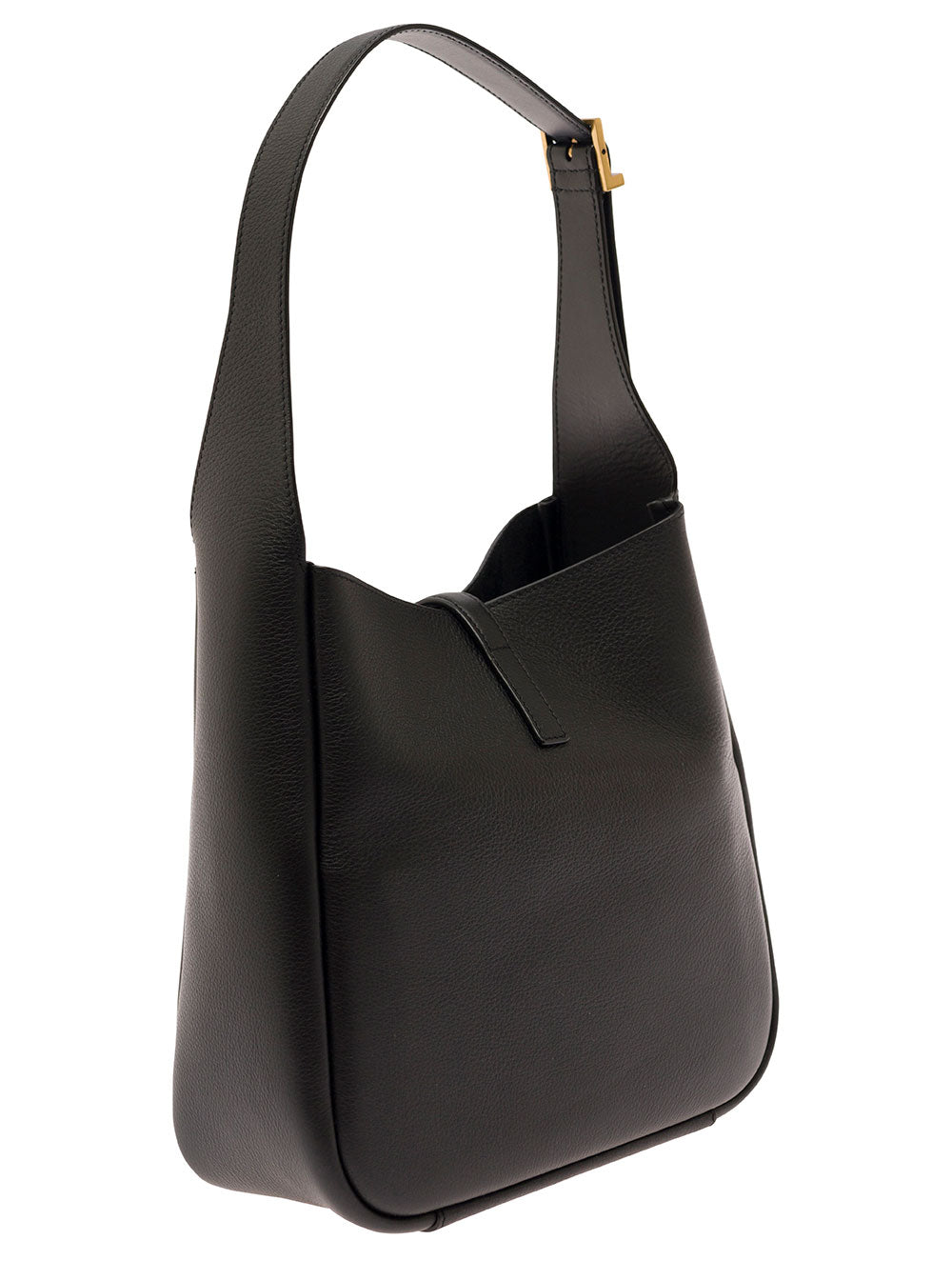 Saint Laurent Women Shoulder Bag 'Le 5 À 7' With Cassandre Plaque On The Front In Grained Black Leather For Women SAINT LAURENT