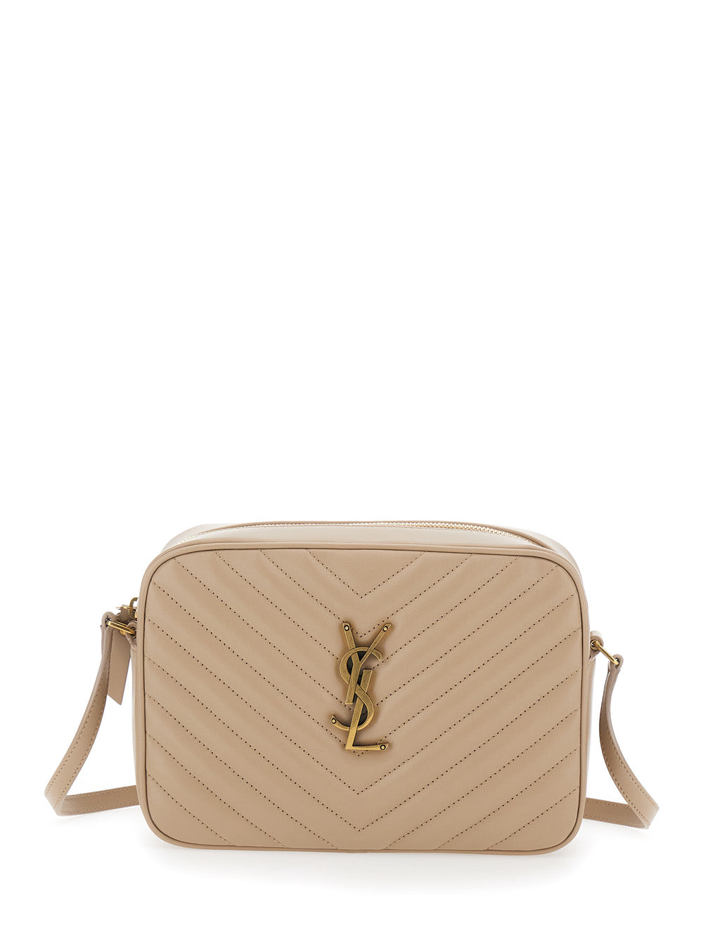 Saint Laurent Women Crossbody Bag 'Lou' With Cassandre In Quilted Beige Leather SAINT LAURENT