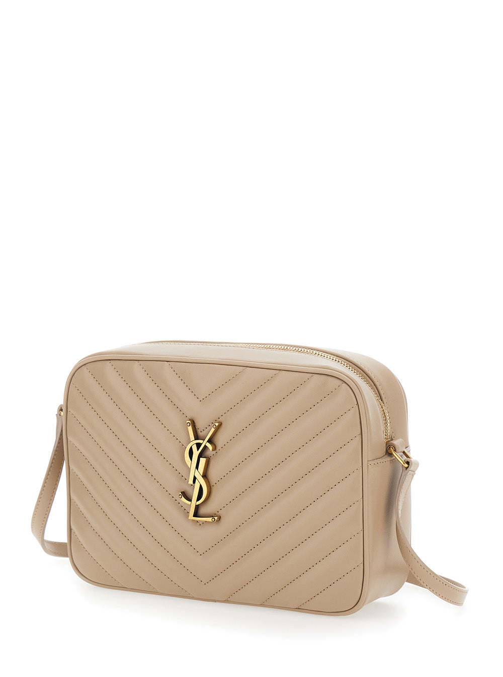 Saint Laurent Women Crossbody Bag 'Lou' With Cassandre In Quilted Beige Leather SAINT LAURENT