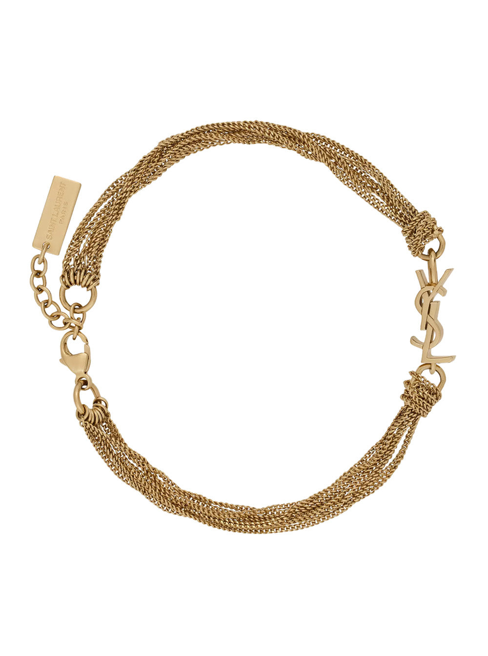 Saint Laurent Women Bracelet With Cassandre Charm And Adjustable Claw Clasp In Metallic Brass For Women SAINT LAURENT