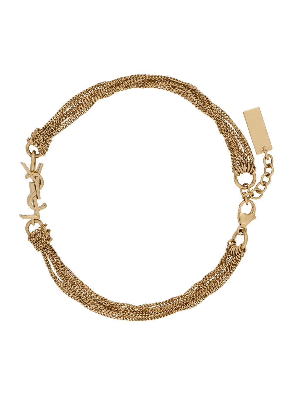 Saint Laurent Women Bracelet With Cassandre Charm And Adjustable Claw Clasp In Metallic Brass For Women SAINT LAURENT