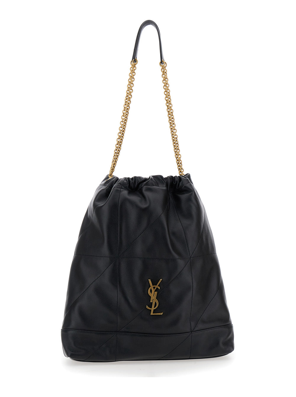 Saint Laurent Women Crossbody Bag 'Jamie' With Two Top Handles With Chain And Cassandre Plate On The Front In Black Leather For Women SAINT LAURENT