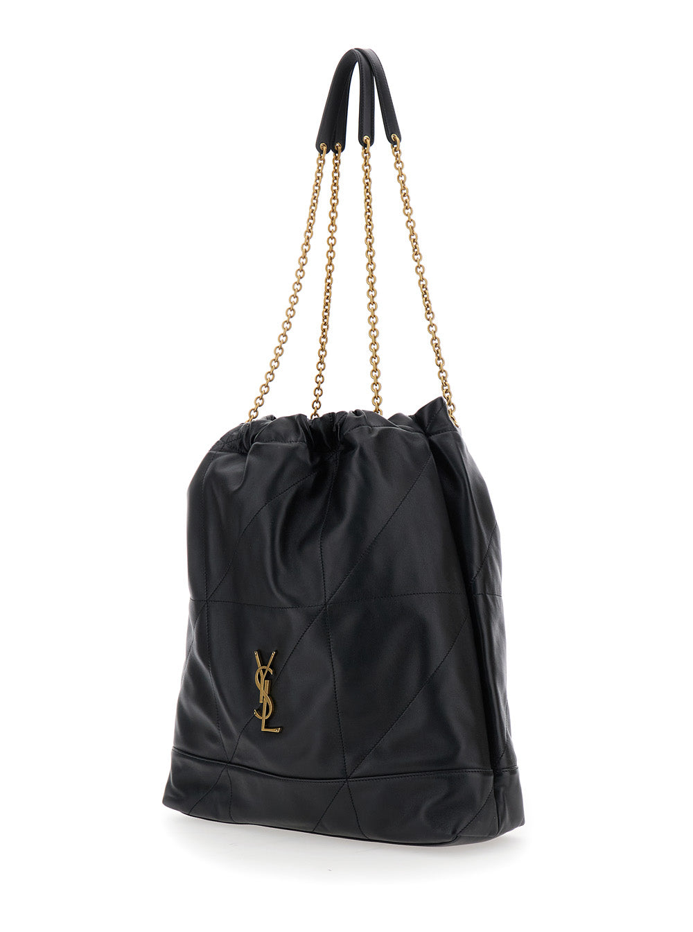 Saint Laurent Women Crossbody Bag 'Jamie' With Two Top Handles With Chain And Cassandre Plate On The Front In Black Leather For Women SAINT LAURENT