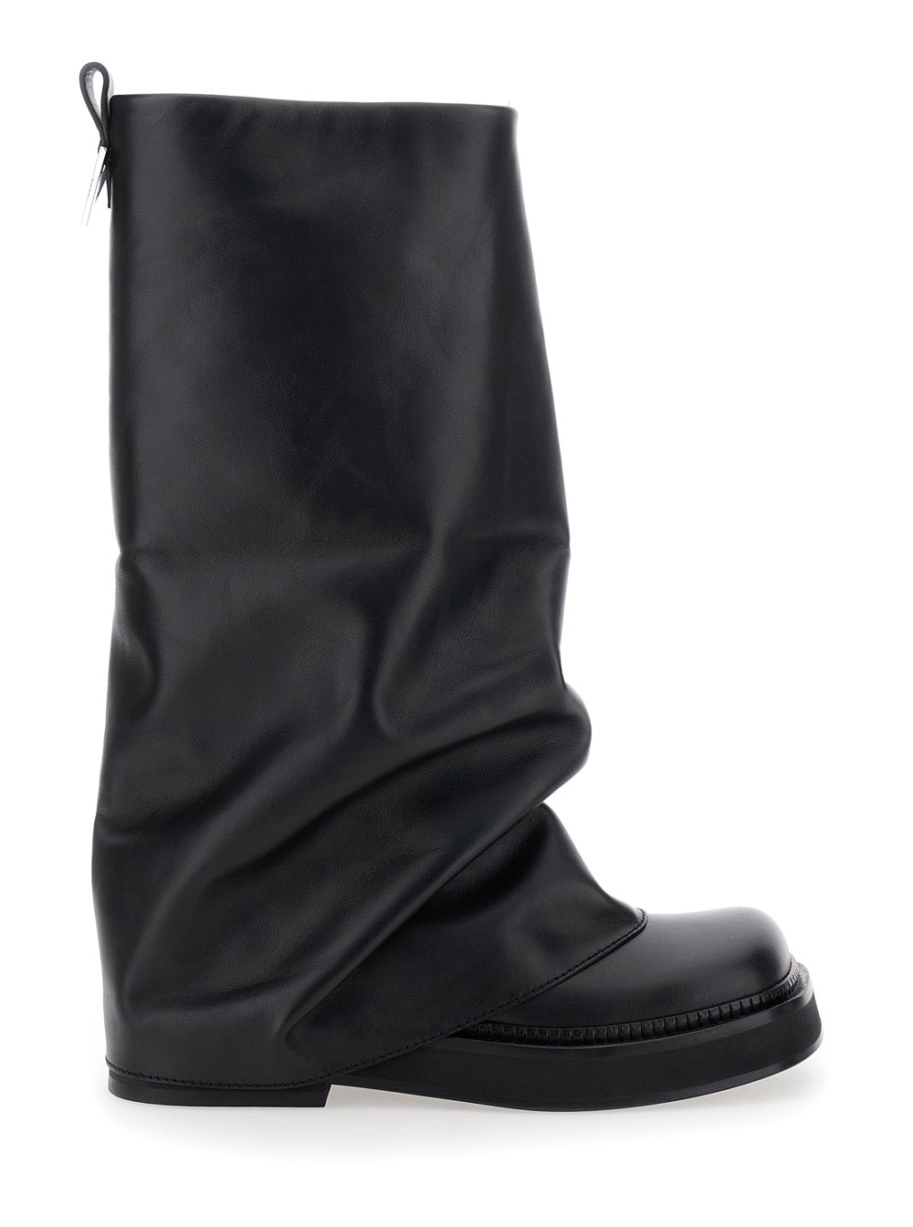 The Attico Women Boots 'Robin' With Square Toe And Logo Plate On The Back In Black Leather For Women THE ATTICO
