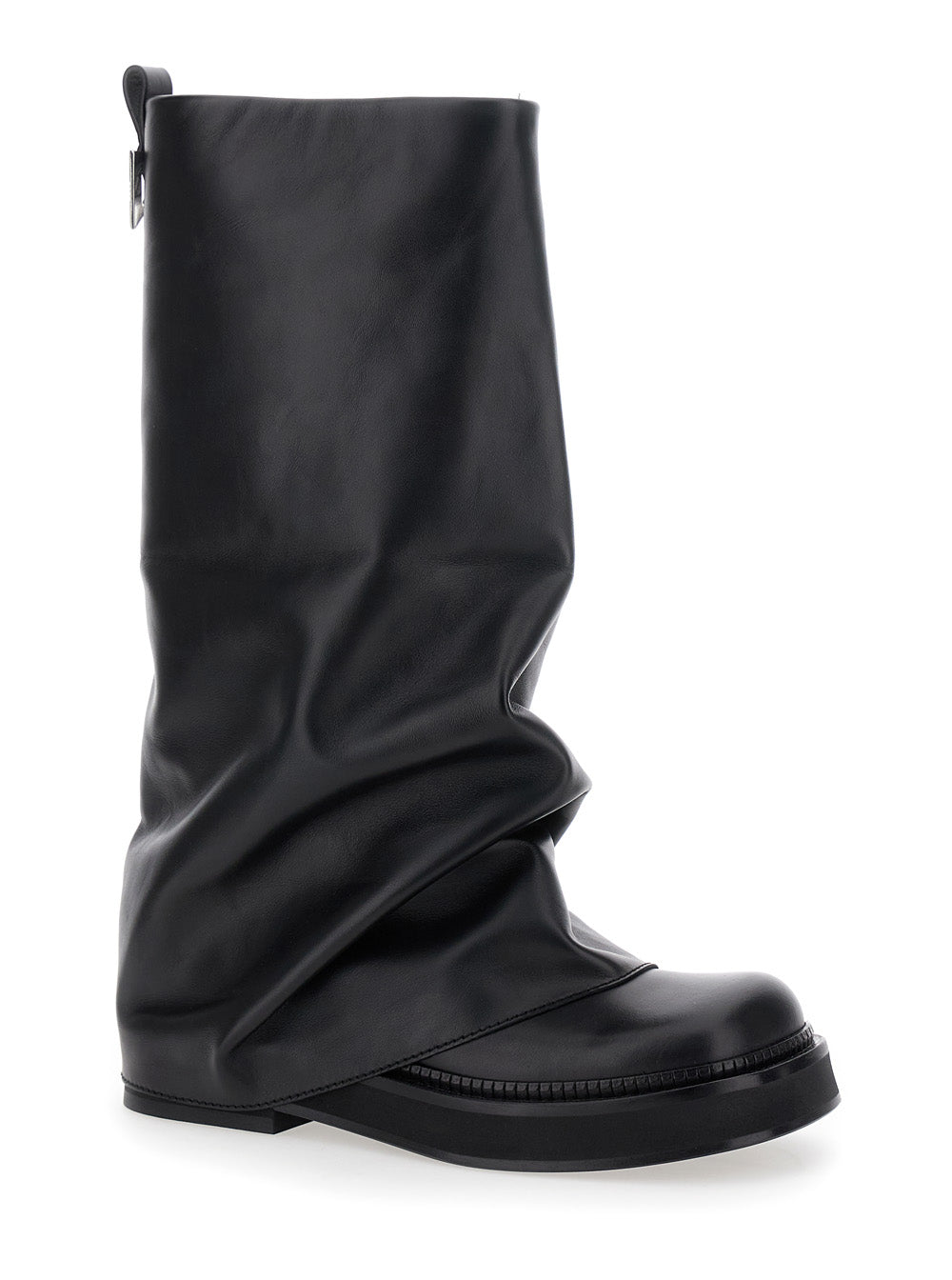 The Attico Women Boots 'Robin' With Square Toe And Logo Plate On The Back In Black Leather For Women THE ATTICO
