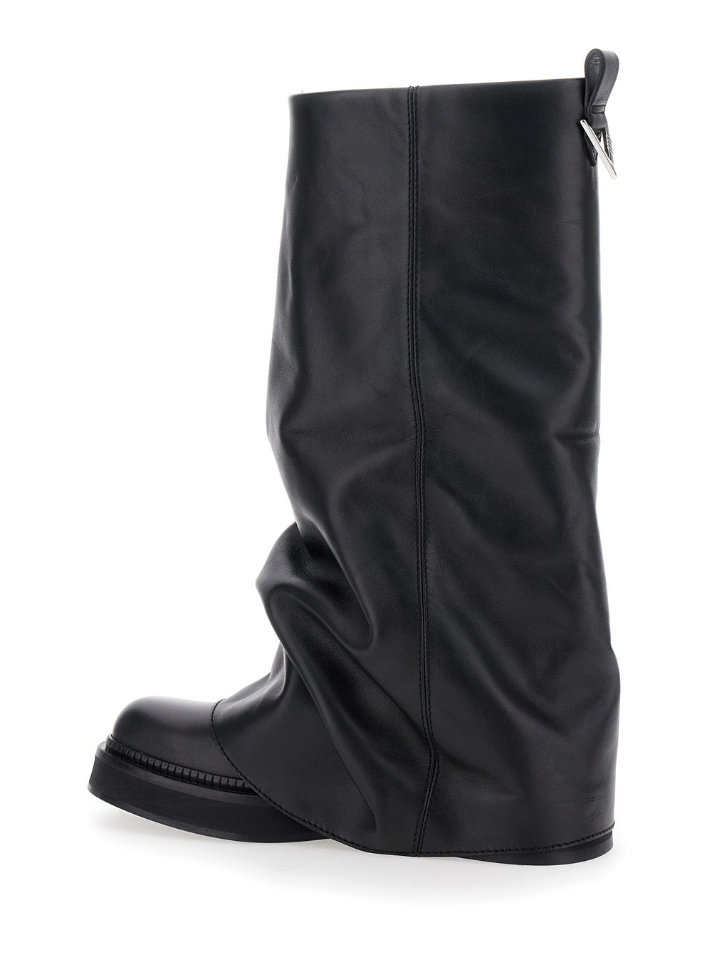 The Attico Women Boots 'Robin' With Square Toe And Logo Plate On The Back In Black Leather For Women THE ATTICO