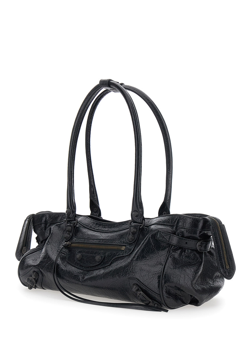 Balenciaga Women 'Le City East West' Black Shoulder Bag With Two Top Handles And Zip Closure In  Leather For Women BALENCIAGA