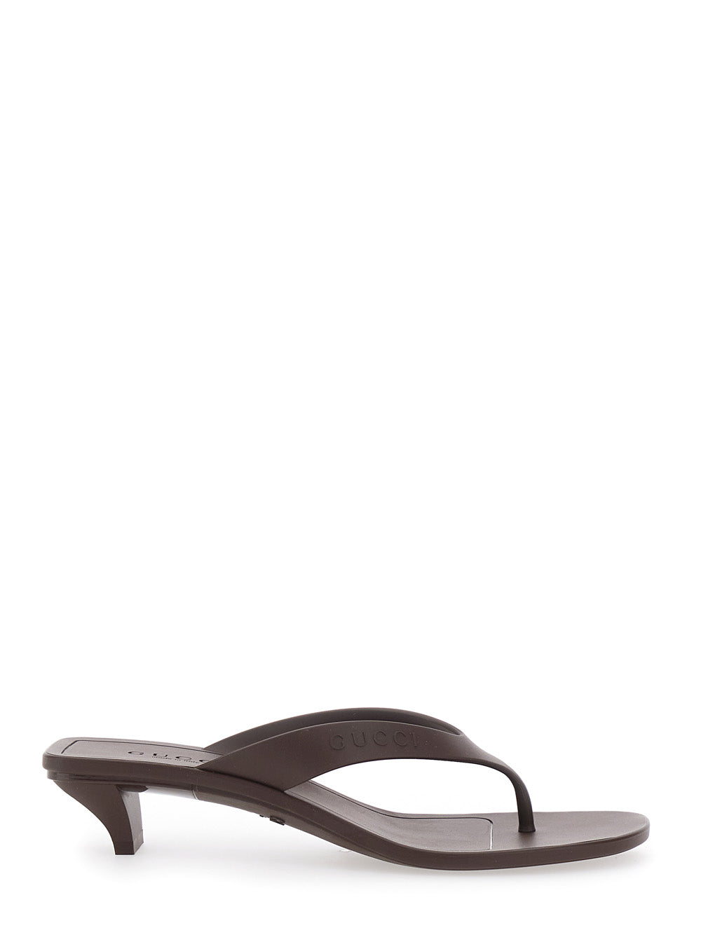 Gucci Women 'Vittoria' Brown Heeled Sandals With Embossed Logo In Rubber For Women GUCCI