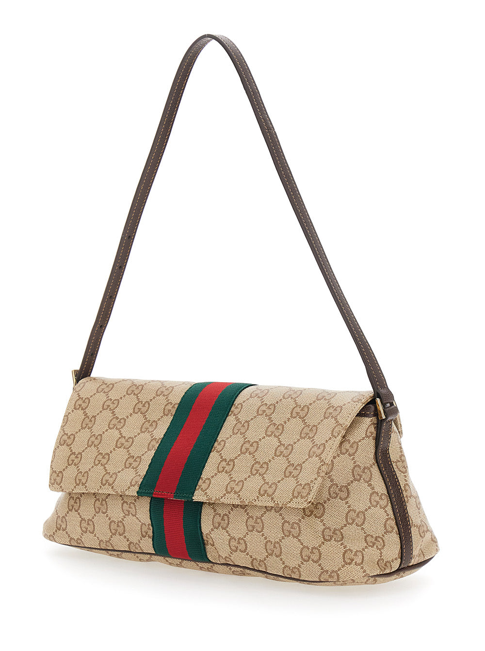 Gucci Women 'Madison' Beige Medium Shoulder Bag With Web Stripe In Gg Canvas For Women GUCCI