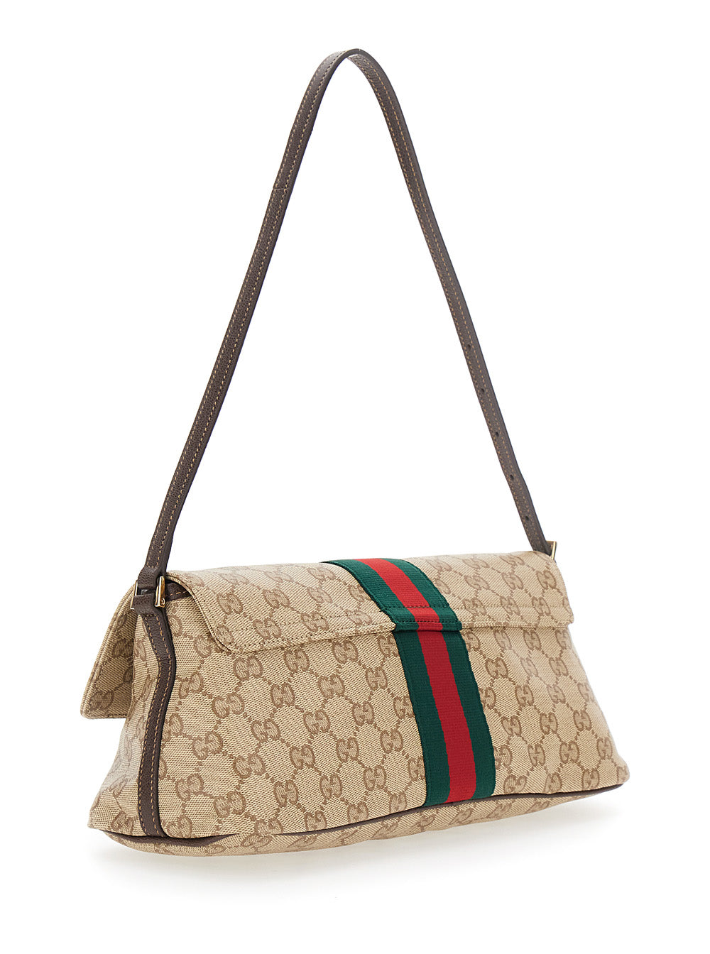 Gucci Women 'Madison' Beige Medium Shoulder Bag With Web Stripe In Gg Canvas For Women GUCCI
