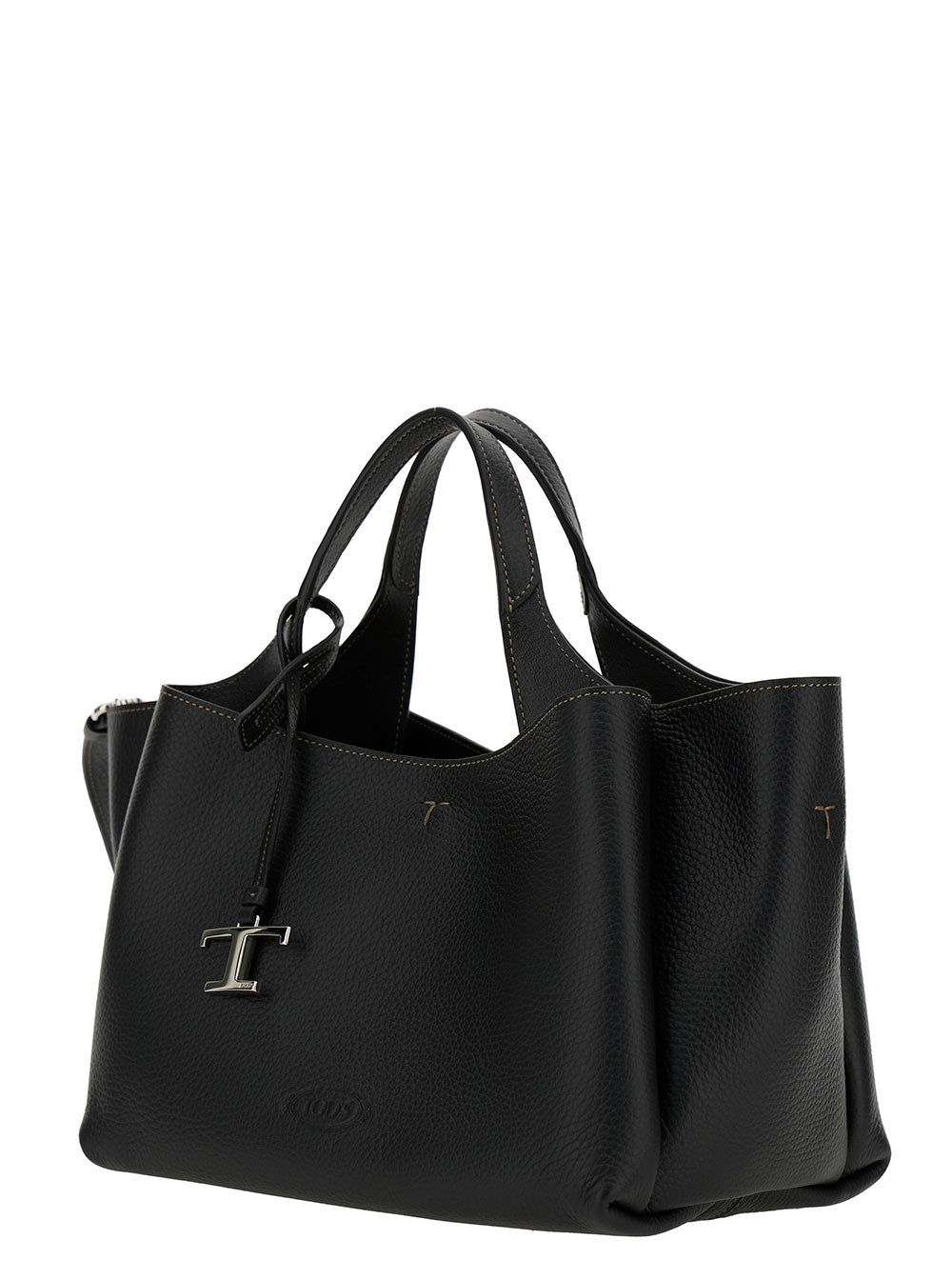 Tod's Women Handbag 'T Timeless' With Embossed Logo In Black Garnet Leather For Women TOD'S