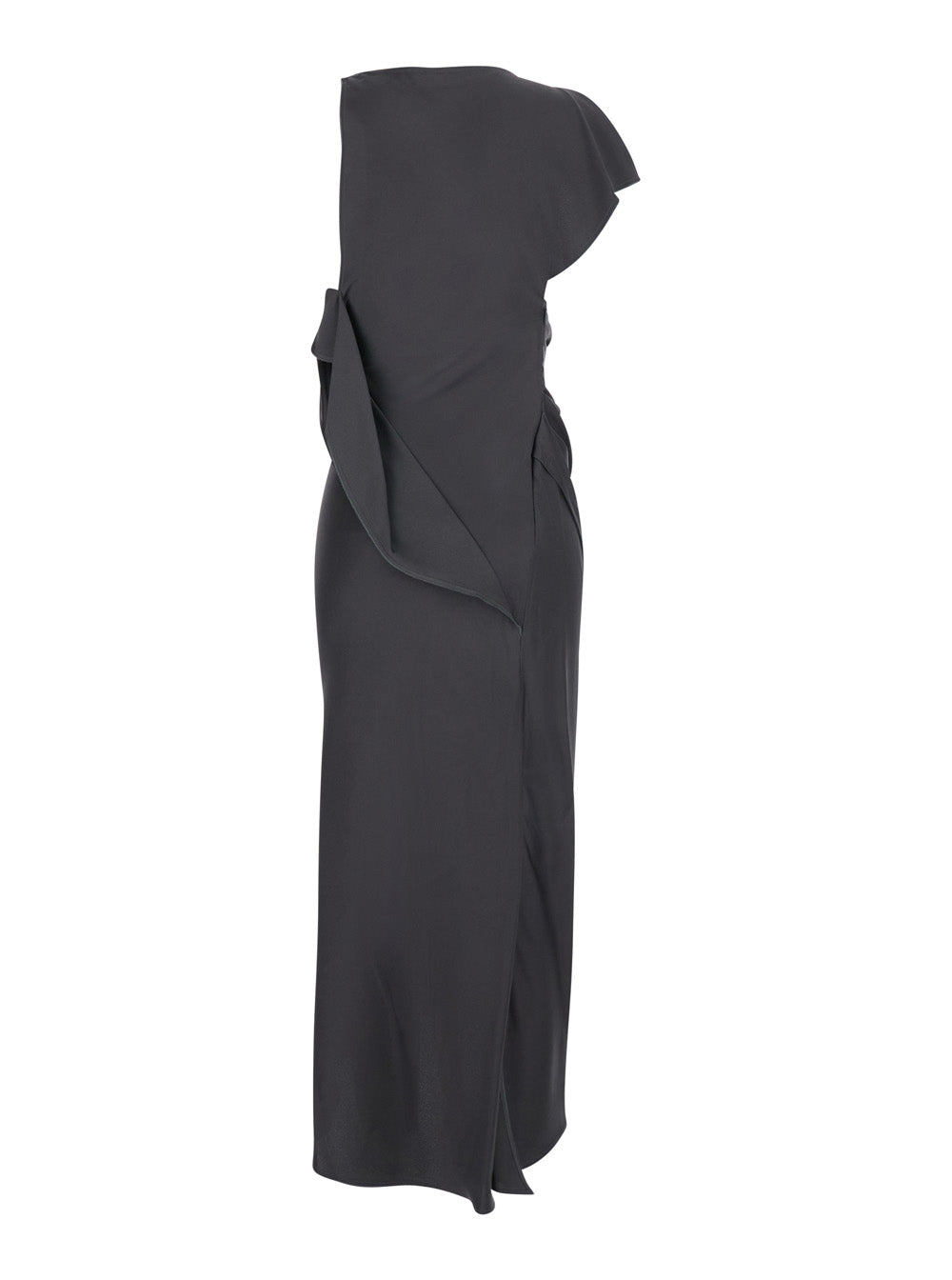 Victoria Beckham Women Long Sleeveless Dress With Draping In Acetate And Viscose Brown Women VICTORIA BECKHAM