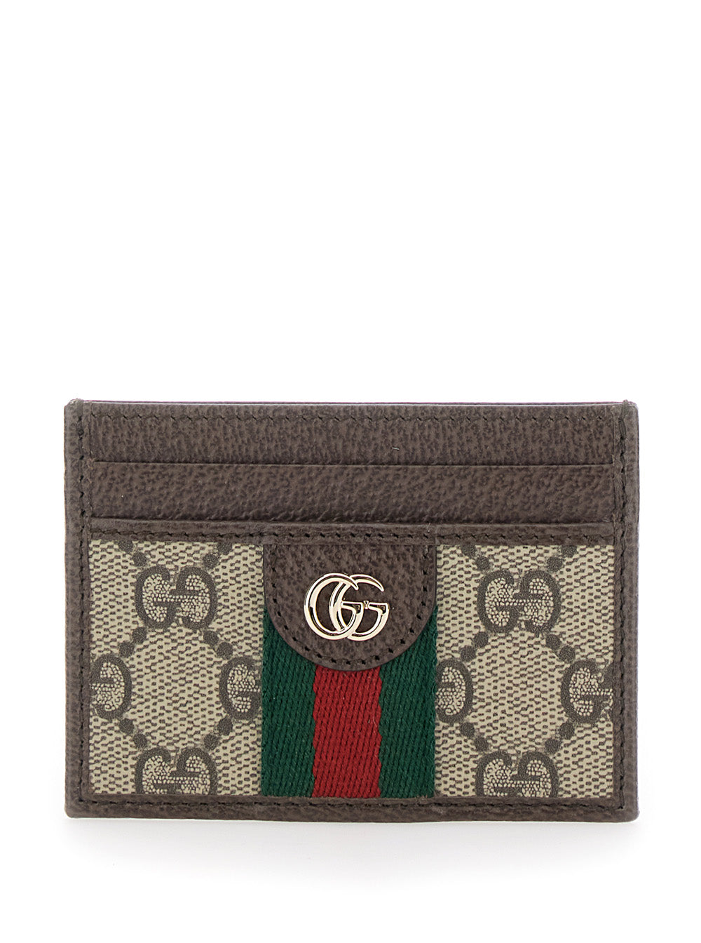 Gucci Women Card Holder 'Ophidia' With Web Detail In Beige Leather For Women GUCCI