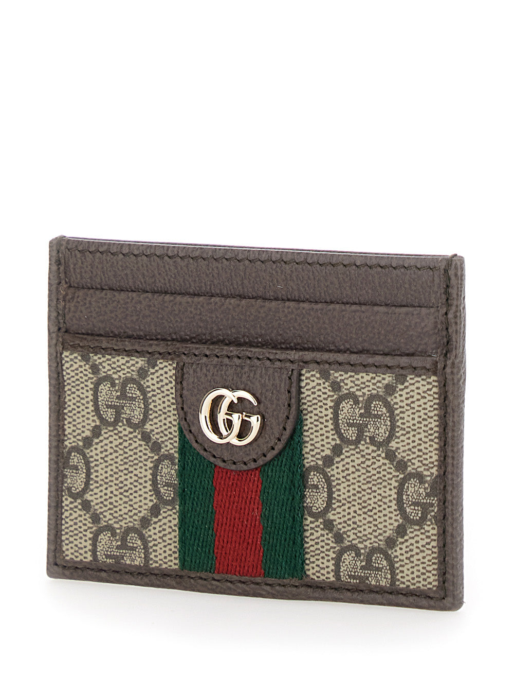 Gucci Women Card Holder 'Ophidia' With Web Detail In Beige Leather For Women GUCCI