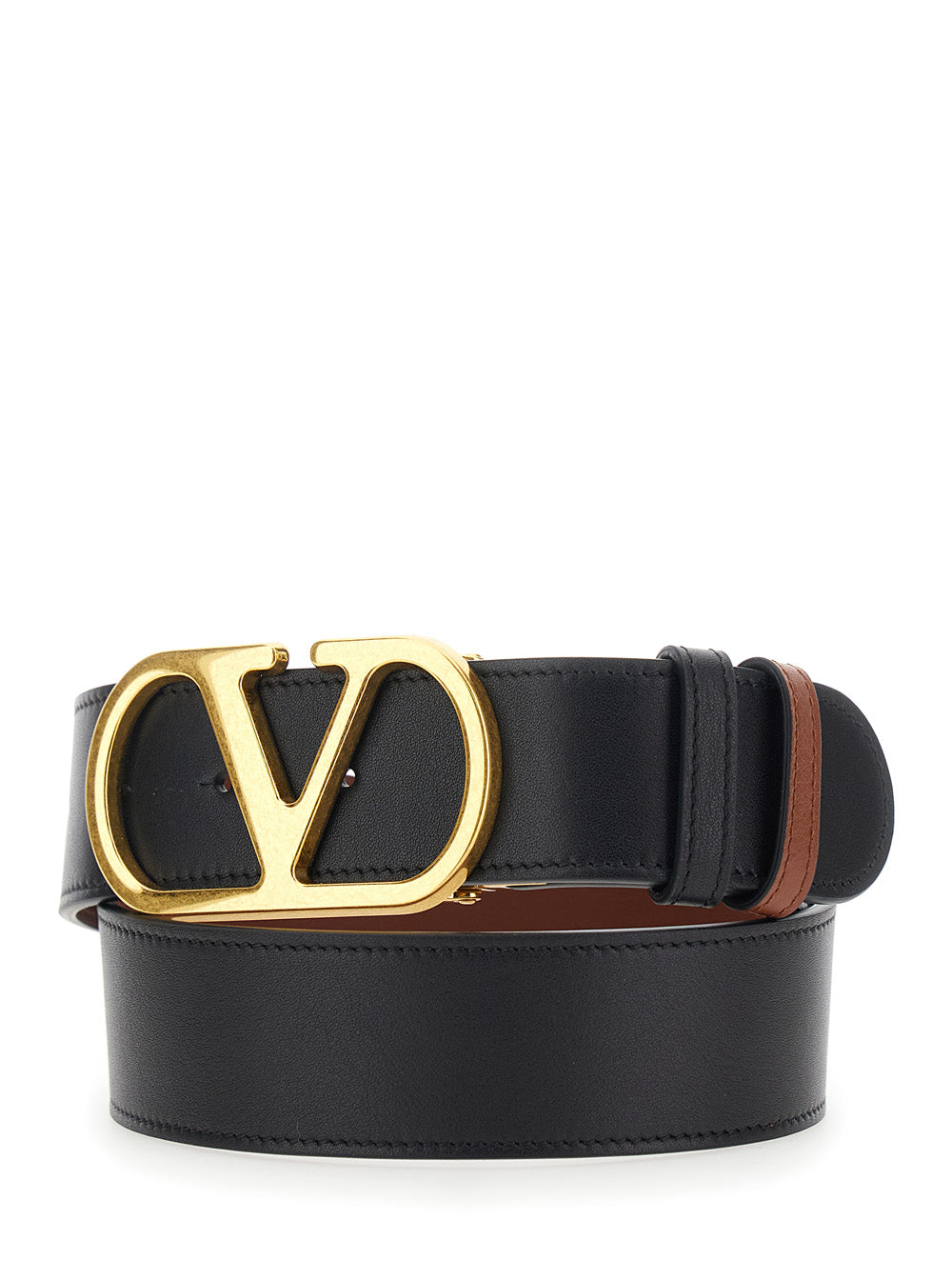Valentino Garavani Women Reversible Belt With Vlogo Buckle On The Front In Black Leather For Women VALENTINO GARAVANI