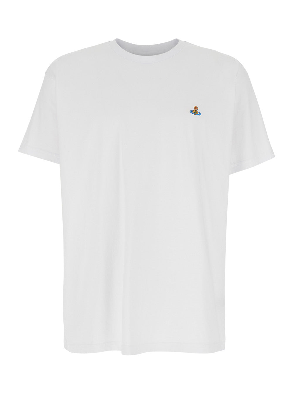 Vivienne Westwood Women Crew Neck T-Shirt With Orb Logo Detail On The Front In White Cotton For Women VIVIENNE WESTWOOD