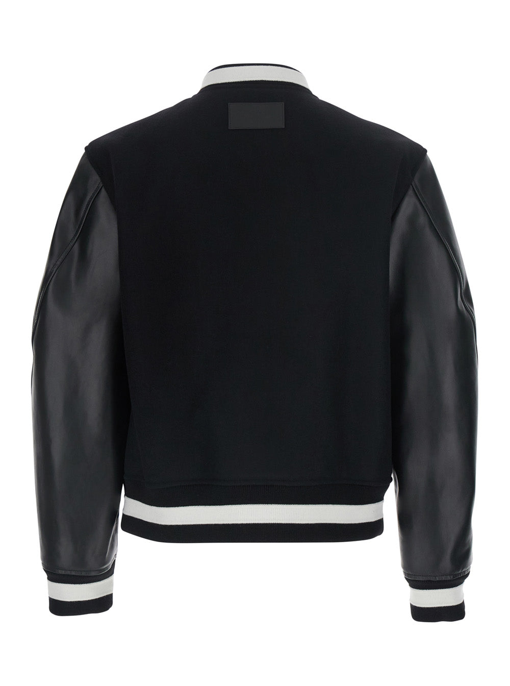 Givenchy Men Black Jacket With Bi-Color Details And Patch On The Back In Leather And Fabric For Men GIVENCHY