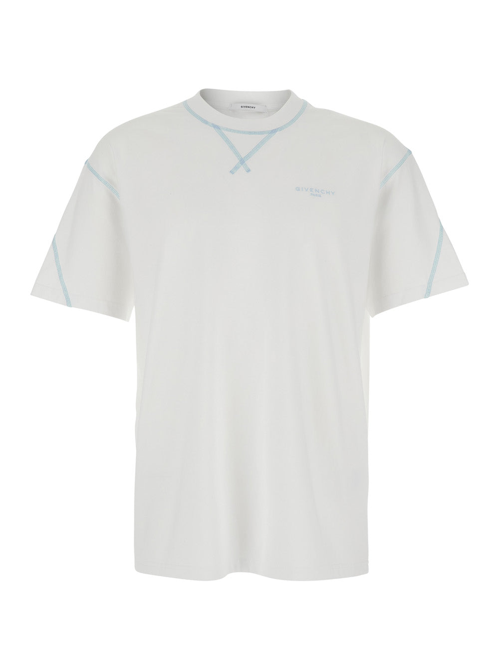 Givenchy Men White T-Shirt With Logo On Front In Cotton For Men GIVENCHY