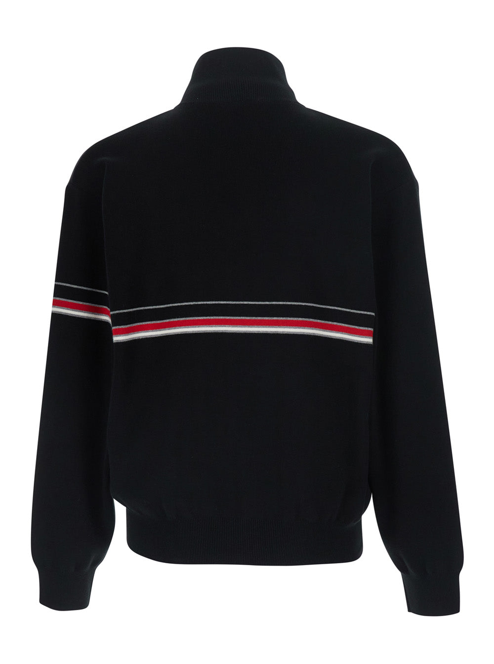 Versace Men Black Turtleneck With Logo Lettering On The Front In Cotton For Men VERSACE