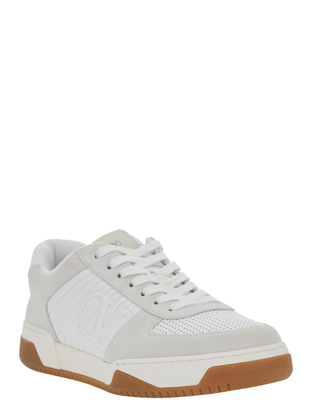 Valentino Garavani Men 'Sparry' White Sneaker With Vlogo On The Side In Leather And Fabric For Men VALENTINO GARAVANI
