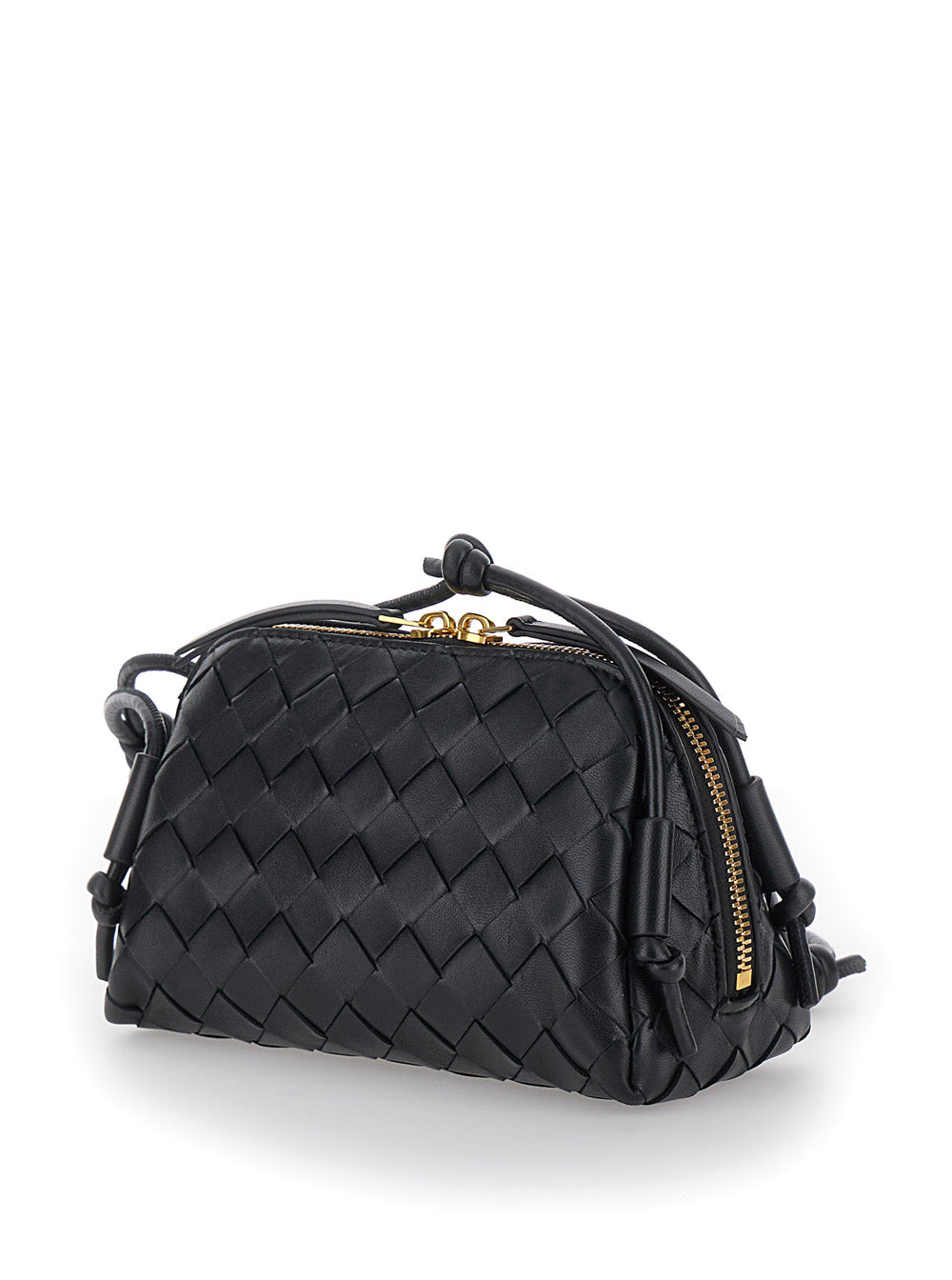 Bottega Veneta Women Crossbody Bag 'Concert' With Intreccio Motif In Black Leather For Women BOTTEGA VENETA