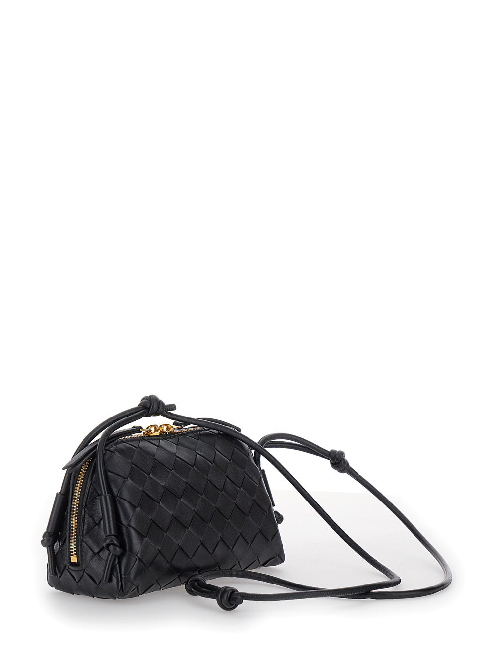 Bottega Veneta Women Crossbody Bag 'Concert' With Intreccio Motif In Black Leather For Women BOTTEGA VENETA