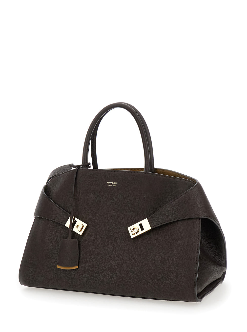 Ferragamo Women Handbag 'Hug Bicolor' With Logo And Gancini Buckles In Brown Leather For Women FERRAGAMO